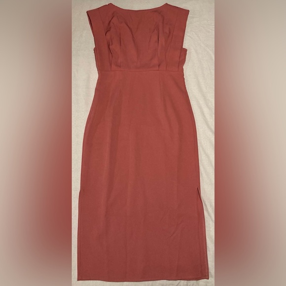 SHEIN Salmon Long Sheath Dress with Double Side Slit | Formal Event - Picture 1 of 16